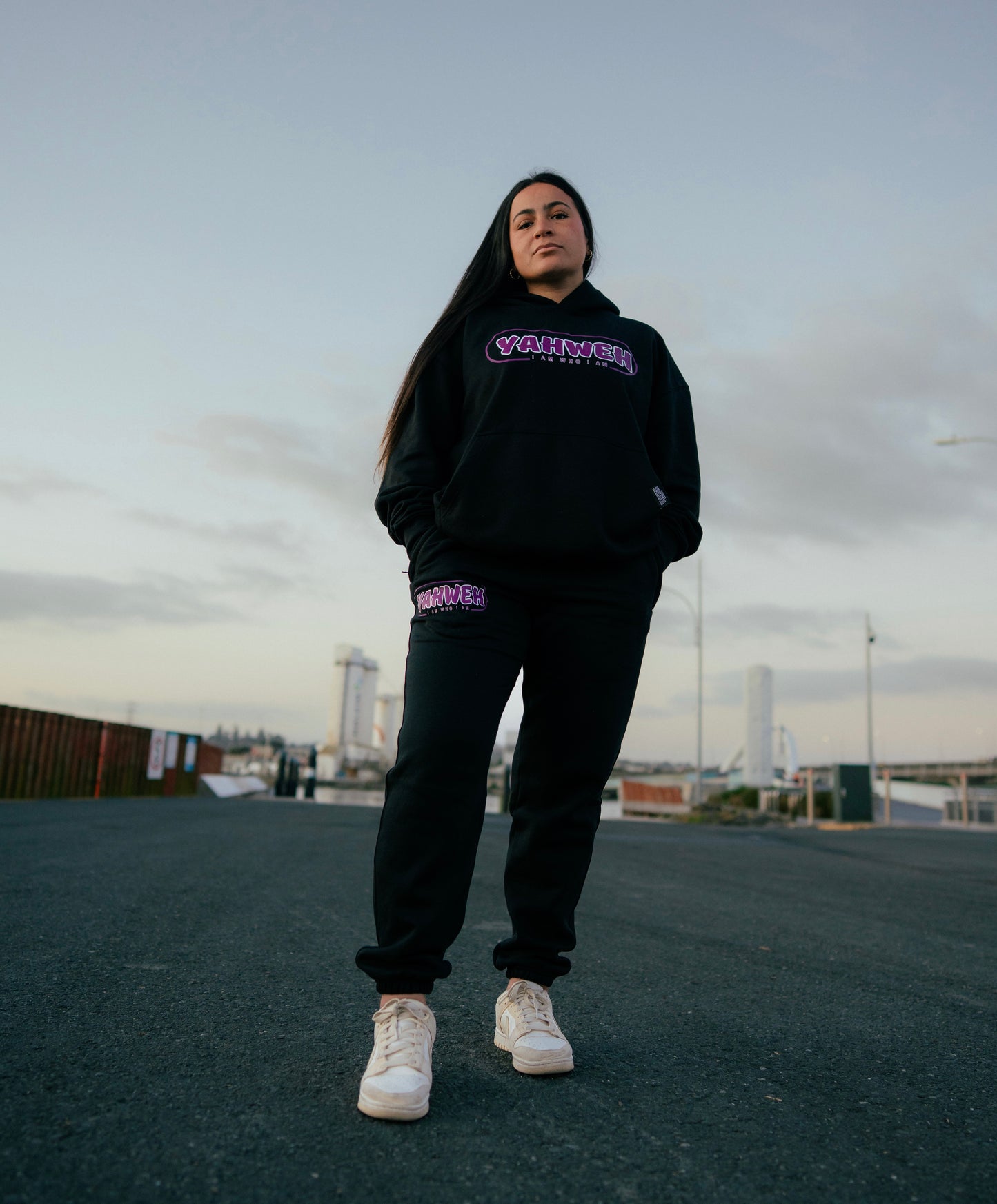 Purpose purple track suits